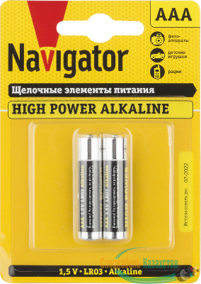 Элемент питания алкалиновый AAA/LR03 94 750 NBT-NE-LR03-BP2 (блист.2шт) Navigator 94750