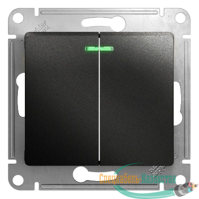 Механизм выключателя 2-кл. СП GLOSSA 10А IP20 10AX с подсветкой антрацит SchE GSL000753
