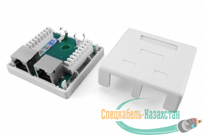 Розетка компьютерная 2-м ОП SB1-2-8P8C-C5e-SH-WH RJ45 (8P8C) кат.5E экранир. Dual IDC Hyperline 430233