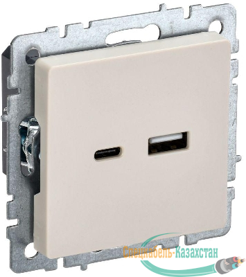 Розетка BRITE USB A+C 18Вт РЮ11-1-БрКр механизм беж. IEK BR-U22-018-K10