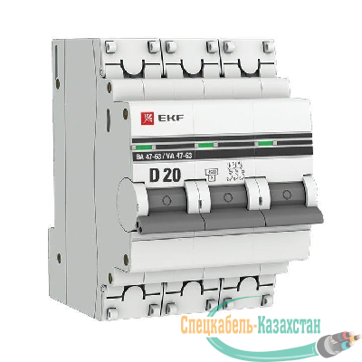 Выключатель автоматический модульный 3п D 20А 4.5кА ВА 47-63 PROxima EKF mcb4763-3-20D-pro