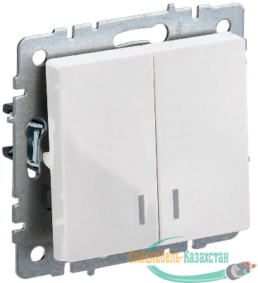 Выключатель 2-кл. СП BRITE ВС10-2-1-БрБ 10А с индик. механизм бел. IEK BR-V20-1-10-K01