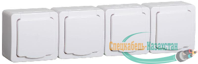 Розетка 4-м ОП Гермес Plus РСб24-3-ГПБб с защ. крышкой с заземл. IP54 бел. ИЭК ERMP42-K01-16-54-EC