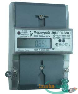 Счетчик "Меркурий" 206 RN 1ф 5-60А 1.0/2.0 класс точн. многотариф. оптопорт RS485 ЖКИ Моск. вр. Инкотекс 32575
