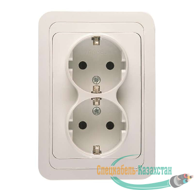Розетка 2-м СП Mimoza 16А IP20 с заземл. бел./бел. Makel 12082