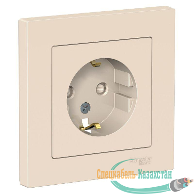 Розетка ATLAS DESIGN с заземл. защ. шторки 16А в сборе беж. SchE ATN000244