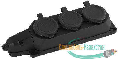 Колодка удлинителя 3-м с заземл. 16А IP44 K-3e-B-IP44 каучук черн. Эра Б0044545