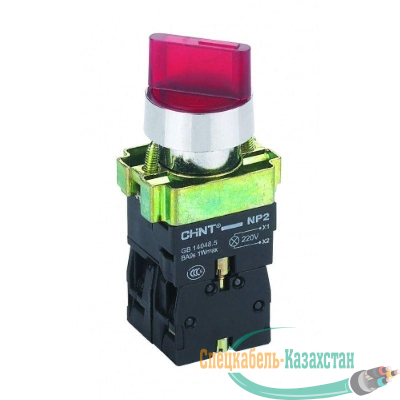 Переключатель NP2-BK12461 2 полож. с фиксацией 1НО красн. AC/DC 220В (LED) IP40 CHINT 574697