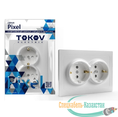 Розетка 2-м СП Pixel 16А IP20 с заземл. защ. шторки в сборе бел. TOKOV ELECTRIC TKE-PX-R2FZSF-C01