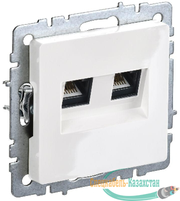 Розетка компьютерная двойная СП RJ45 кат.5E BRITE РК10-2-БрБ механизм бел. IEK BR-K20-1-K01