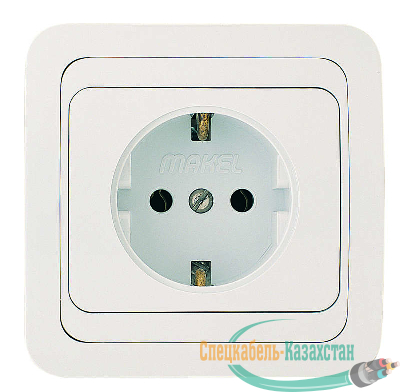 Розетка 1-м СП Mimoza 16А IP20 с заземл. бел./бел. пластик. основание Makel 12028