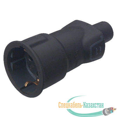 Розетка штепсельная Helium 16А с заземл. резина черн. Leg 050197