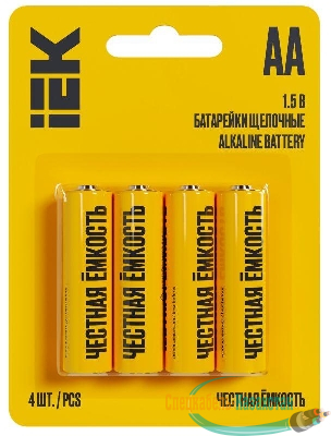 Элемент питания алкалиновый AA/LR6 Alkaline (блист.4шт) IEK ABT-LR06-OP-L04