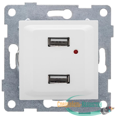 Розетка USB 2-м СП Ugra механизм бел. GUSI С11USB2-001