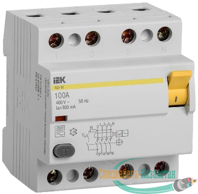 Выключатель дифференциального тока (УЗО) 4п 100А 300мА тип AC ВД1-63 IEK MDV10-4-100-300
