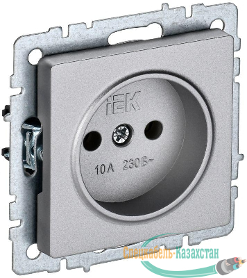 Розетка BRITE РС10-1-0-БрА 10А без заземл. без защ. шторок механизм алюм. IEK BR-R10-10-K47