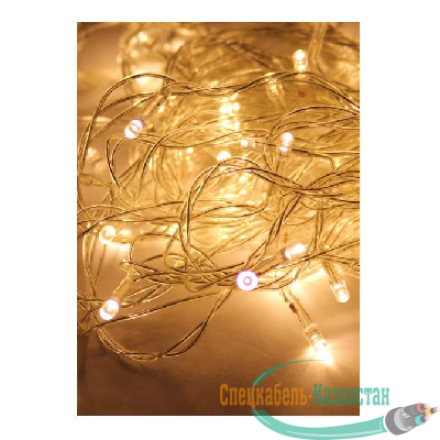 Гирлянда 12.8м (11.3+1.5) 120LED бел. прозр. провод 8 режимов мигания IP20 тепл. бел. Космос KOC_GIR120LED_W