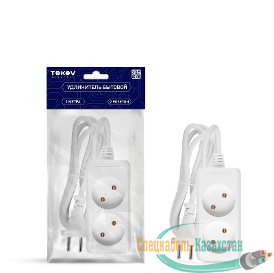 Удлинитель 2х3м без заземл. 10А 2х0.75 TOKOV ELECTRIC TKE-C01-BU2-3-075