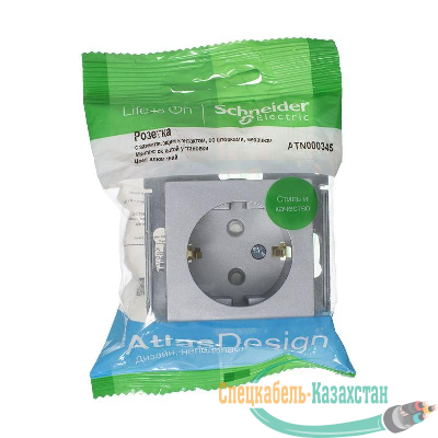 Механизм розетки 1-м СП ATLAS DESIGN с заземл. защ. шторки 16А алюм. SchE ATN000345