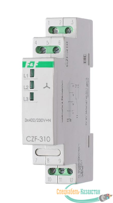 Реле контроля фаз CZF-310 (1 модуль; монтаж на DIN-рейке; 3х400/230+N 8А 1NO/NC IP20) F&F EA04.001.005