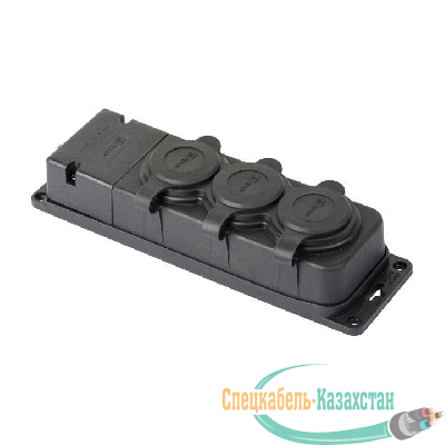 Колодка 3-м 16А IP44 2P+PE 230В с защ. крышками каучук PROxima EKF RPS-015-16-230-44-r