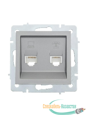 Розетка компьютерная + телефонная 2-м СП Vesna механизм платина LEZARD 742-3588-143