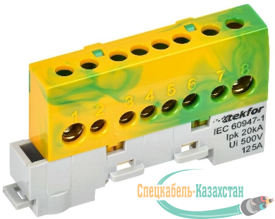 Шина PE "земля" изол. на универс. держ. 8х12-8-ЖЗ TEKFOR IEK TF-NN20-08-KL-K52