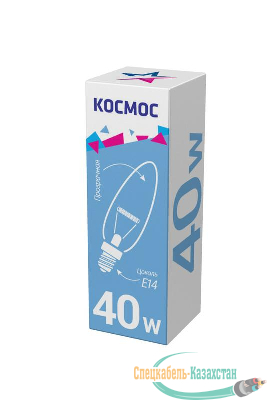 Лампа накаливания Свеча 40Вт E14 прозр. Космос LKsmSCnCL40E14v2