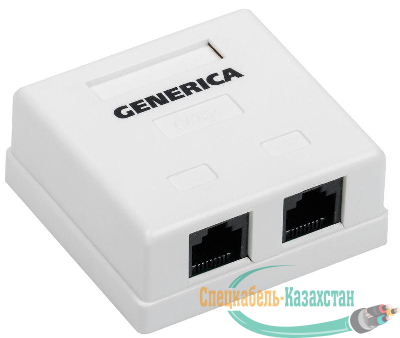 Розетка компьютерная 2-м ОП RJ45 кат.5E UTP GENERICA CS2-1C5EU-22-G