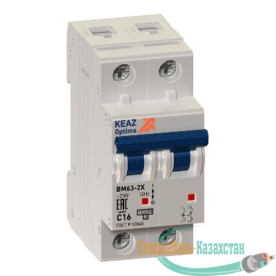 Выключатель автоматический модульный 2п C 10А 6кА OptiDin BM63-2C10-УХЛ3 КЭАЗ 260597