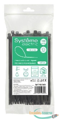 Стяжка кабельная 150х3.6 черн. (уп.100шт) SE IMT15036B