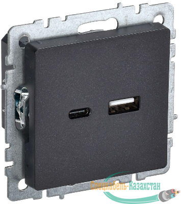 Розетка BRITE USB A+C 18Вт РЮ11-1-БрЧ механизм черн. IEK BR-U22-018-K02