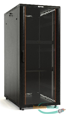 Шкаф напольный TTB-4268-AS 19дюйм 42U 2055х600х800мм перед. стекл. дверь со стальн. перф. боковинами задн. дверь сплошная ручка с замком крыша нового типа черн. (RAL 9004) Hyperline 392682