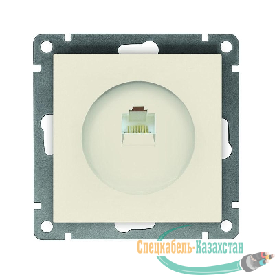 Розетка компьютерная 1-м СП Афина RJ45 кат.5E механизм сл. кость (ivory) Universal A0051-I
