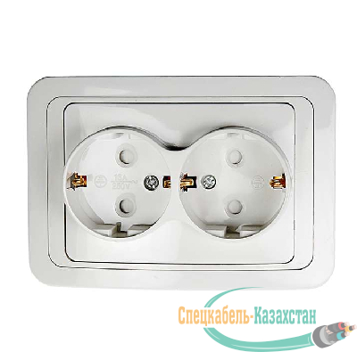 Розетка 2-м CLASSICO защ. шторки с заземл. 2128x бел. ASD / IN HOME 4690612000985