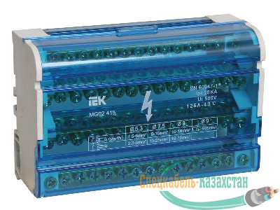 Шина на DIN-рейку в корпусе (кросс-модуль) ШНК 4х15 3L+PEN ИЭК YND10-4-15-125
