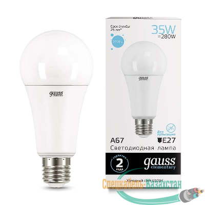 Лампа светодиодная Elementary A67 35Вт E27 6500К Gauss 70235