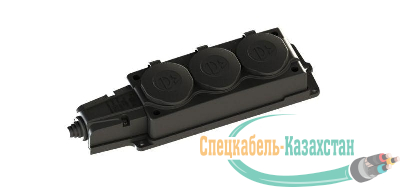 Колодка удлинителя 3-м MultiSet 16А 250В IP44 с заземл. каучук черн. SE MST4103BK