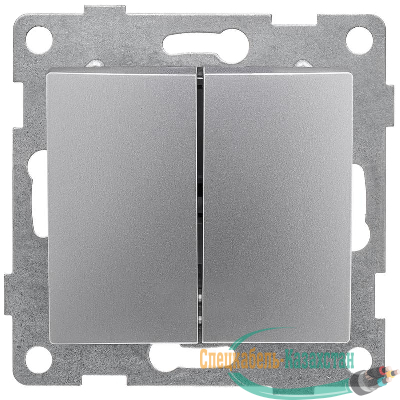 Выключатель 2-кл. СП Bravo 10А 250В механизм серебр. GUSI С10В2-004