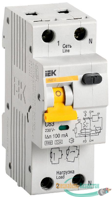 Выключатель автоматический дифференциального тока 2п (1P+N) C 63А 100мА тип A 6кА АВДТ-32 ИЭК MAD22-5-063-C-100