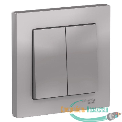 Выключатель 2-кл. СП AtlasDesign 10А IP20 (сх. 5) 10AX в сборе алюм. SE ATN000352