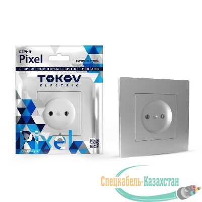Розетка 1-м СП Pixel 16А IP20 без заземл. в сборе алюм. TOKOV ELECTRIC TKE-PX-R1F-C03