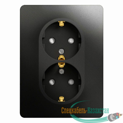 Розетка 2-м Glossa 16А защ. шторки в сборе с заземл. антрацит SchE GSL000726