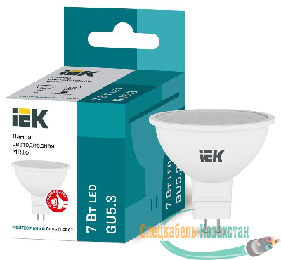 Лампа светодиодная ECO MR16 7Вт 4000К бел. GU5.3 630лм 230-240В ИЭК LLE-MR16-7-230-40-GU5