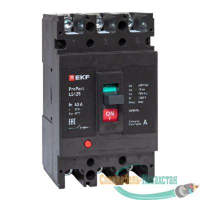Выключатель автоматический 3п 63А 18кА LS125 ProPact EKF mccb-125-18-3-63-ls