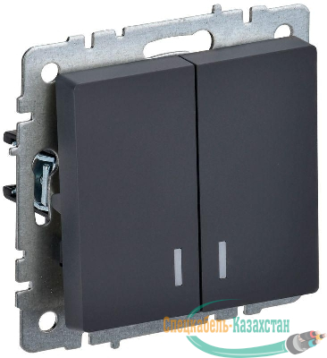 Выключатель 2-кл. СП BRITE ВС10-2-1-БрГ 10А с индик. механизм графит IEK BR-V20-1-10-K53