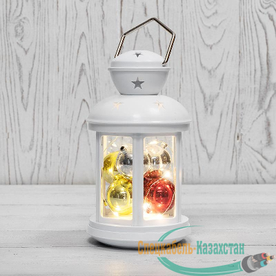 Фонарь декоративный с шариками 12х12х20.6см белый корпус тепл. бел. цвет свечения Neon-Night 513-062