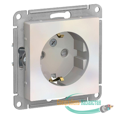 Механизм розетки 1-м СП ATLAS DESIGN с заземл. защ. шторки 16А жемчуг SchE ATN000445