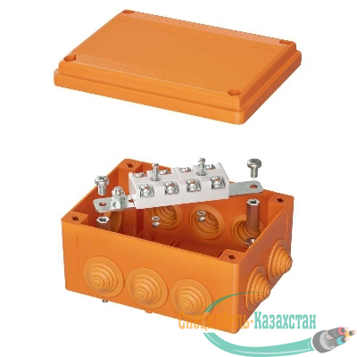 Коробка ответвительная FS 150х110х70мм 4р 450В 32А 10кв.мм нерж. контакт с каб. вводами и клеммн. IP55 пластик. DKC FSK21410