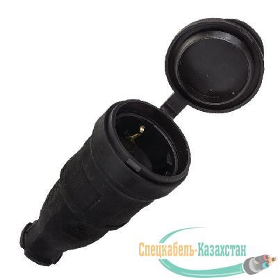 Розетка переносная 16А 230В 2P+PE с защ. крышкой IP44 каучук EKF RPS-012-16-230-44